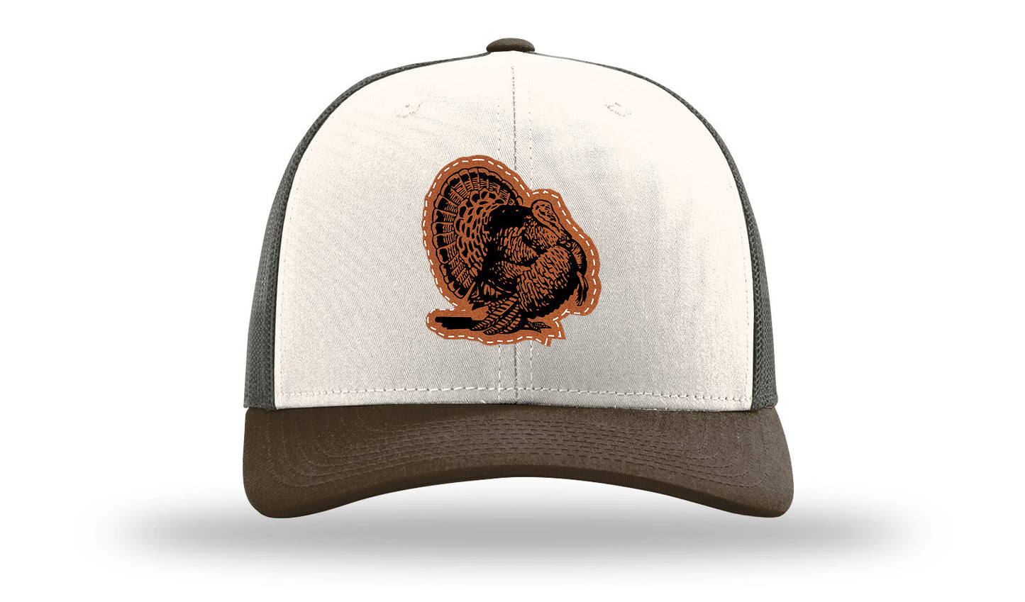 Turkey Strut Leather Patch Richardson 112 Hat-Cream / Gray Brown / Brown