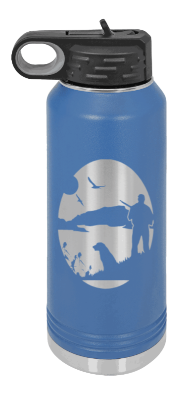 Hunter With Dog - 32oz Water Bottle- Royal Blue