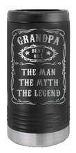 Load image into Gallery viewer, Grandpa - The Man, The Myth, The Legend Laser Engraved Slim Can Insulated Koosie
