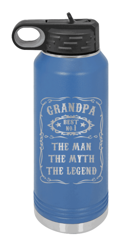 The Man, The Myth, The Legend - 32oz Water Bottle Laser Engraved- Royal Blue