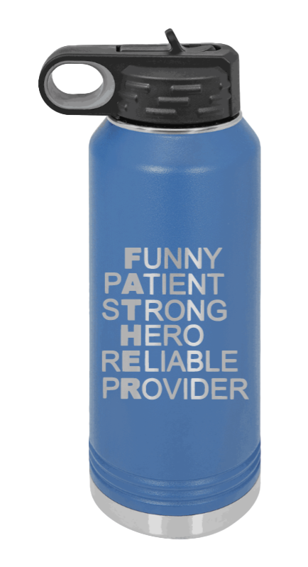 FATHER Acronym - 32oz Water Bottle Laser Engraved- Royal Blue