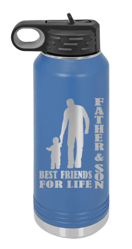 Father And Son Best Friends For Life - 32oz Water Bottle Laser Engraved- Royal Blue