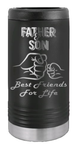 Father & Son - Best Friends For Life Fist Bump Laser Engraved Slim Can Insulated Koosie