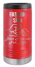 Load image into Gallery viewer, Father &amp; Son - Best Friends For Life Fist Bump Laser Engraved Slim Can Insulated Koosie
