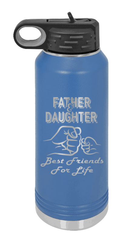 Father & Daughter Fist Bump - 32oz Water Bottle Laser Engraved- Royal Blue