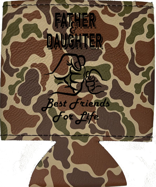 Father & Daughter Fist Bump Magnetic Leather Koozie-Fowl Play Camo