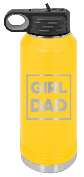Girl Dad - 32oz Water Bottle Laser Engraved- Yellow
