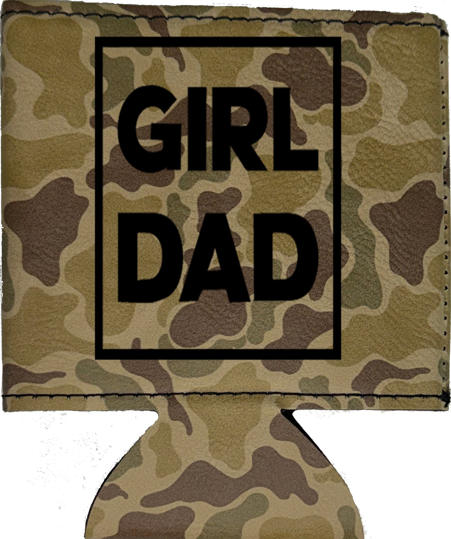 Girl Dad Magnetic Leather Koozie-Duck Camo