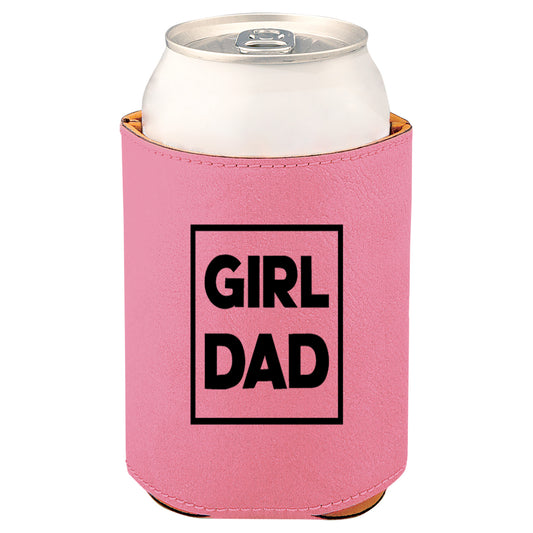 Girl Dad Leatherette Koosie-Pink