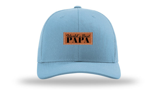 World's Best Papa Leather Patch Richardson 112 Hat