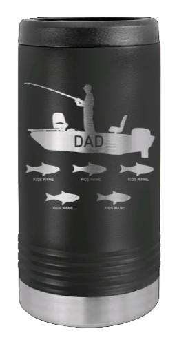 Dad Fishing Laser Engraved Slim Can Insulated Koosie
