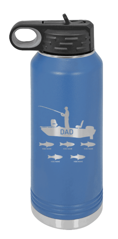 Dad's Fishing - 32oz Water Bottle Laser Engraved- Royal Blue