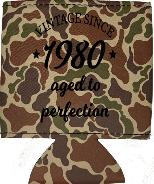 Aged To Perfection Magnetic Leather Koozie-Fowl Play Camo