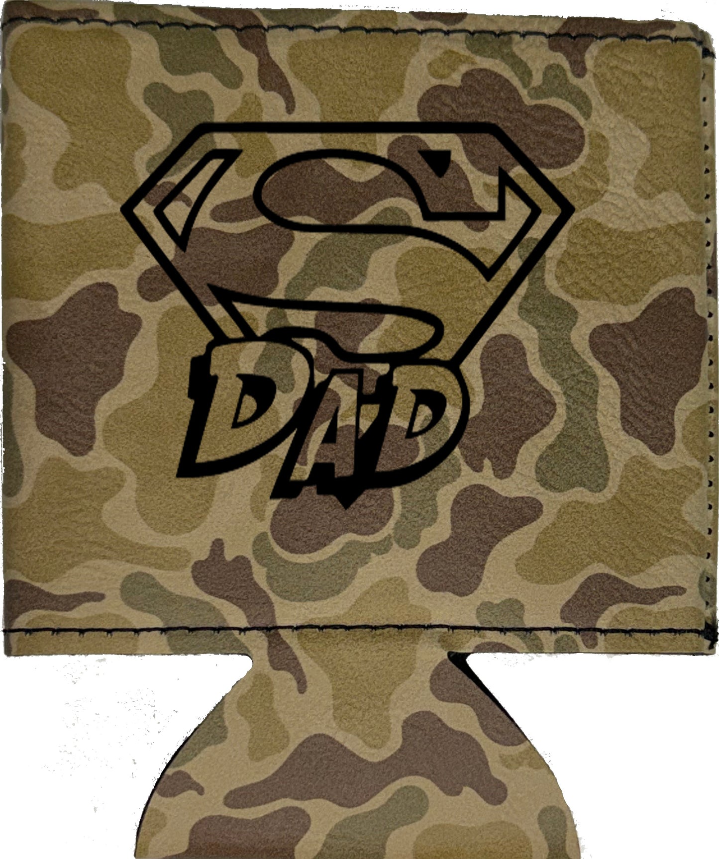 Super Dad Magnetic Leather Koozie-Duck Camo