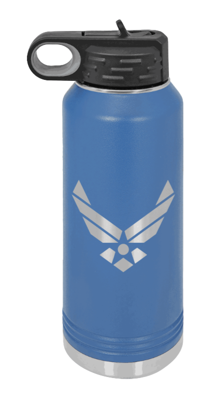 Air Force - 32oz Water Bottle Laser Engraved- Royal Blue