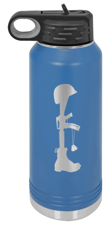 Soldiers Cross - 32oz Water Bottle Laser Engraved- Royal Blue