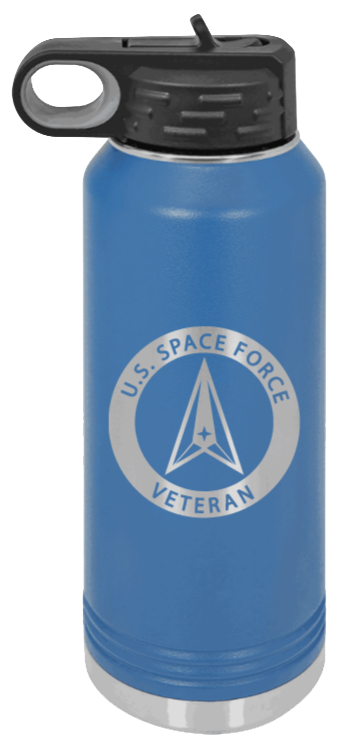 Space Force Veteran - 32oz Water Bottle Laser Engraved- Royal Blue
