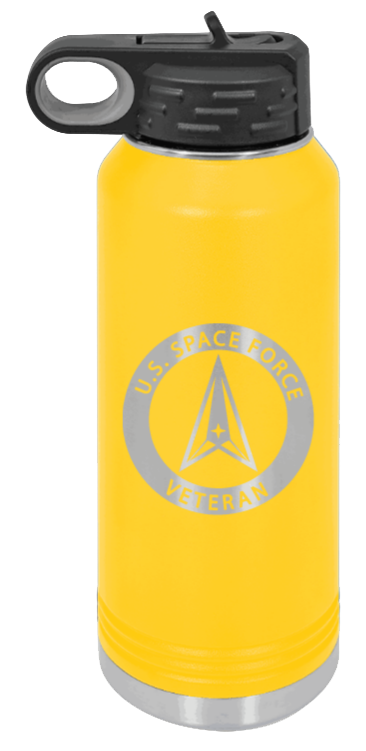Space Force Veteran - 32oz Water Bottle Laser Engraved- Yellow