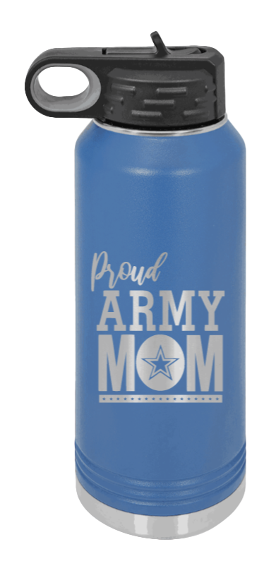 Army Mom - 32oz Water Bottle Laser Engraved- Royal Blue