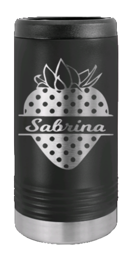 Strawberry with Name Laser Engraved Slim Can Insulated Koosie
