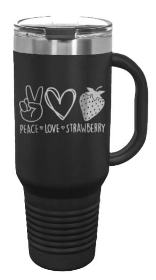 Peace Love Strawberries 40oz Handle Mug Laser Engraved
