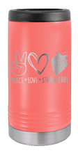 Load image into Gallery viewer, Peace Love Strawberries Laser Engraved Slim Can Insulated Koosie
