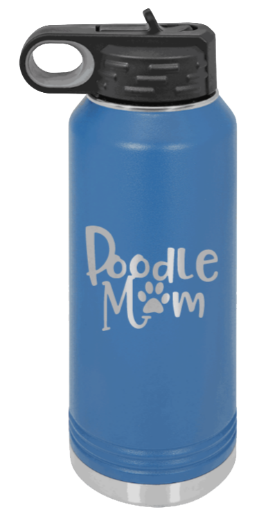 Doodle Mom - 32oz Water Bottle Laser Engraved- Royal Blue