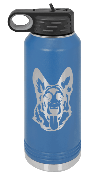 German Sheppard - 32oz Water Bottle Laser Engraved- Royal Blue