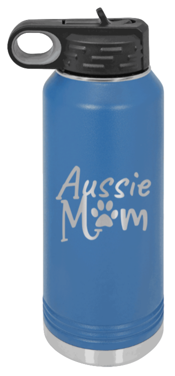 Aussie Mom - 32oz Water Bottle Laser Engraved- Royal Blue