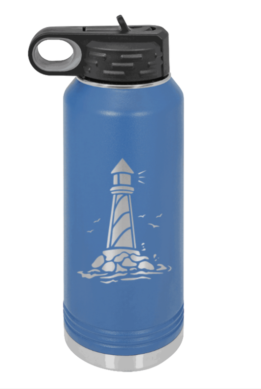 Lighthouse - 32oz Water Bottle Laser Engraved- Royal Blue