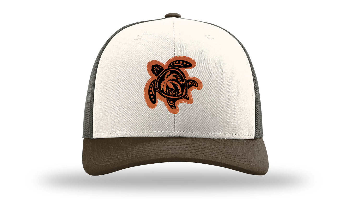 Turtle Leather Patch Richardson 112 Hat-Cream / Gray Brown / Brown