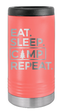 Load image into Gallery viewer, Eat Sleep Camp Repeat Laser Engraved Slim Can Insulated Koosie
