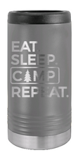 Load image into Gallery viewer, Eat Sleep Camp Repeat Laser Engraved Slim Can Insulated Koosie
