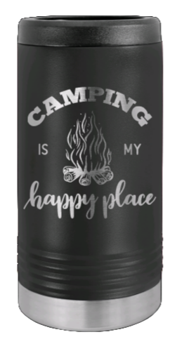 Camping Is My Happy Place Laser Engraved Slim Can Insulated Koosie