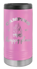 Load image into Gallery viewer, Camping Is My Happy Place Laser Engraved Slim Can Insulated Koosie
