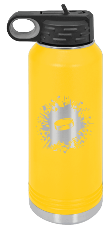 Hockey - 32oz Water Bottle Laser Engraved- Yellow