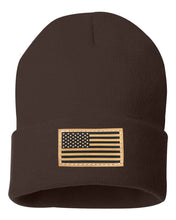 Load image into Gallery viewer, American Flag Leather Patch Beanie
