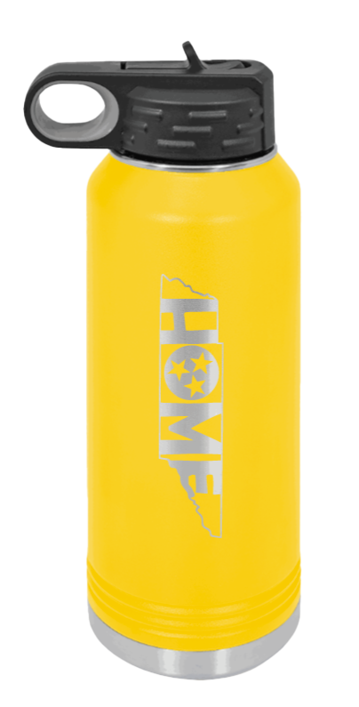 Tennessee Home - 32oz Water Bottle Laser Engraved- Yellow