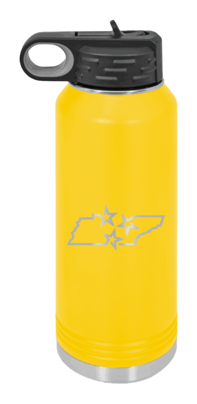 Tennessee Tristar State - 32oz Water Bottle Laser Engraved- Yellow