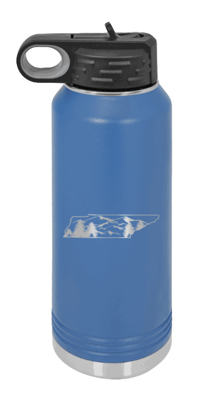 Tennessee Mountains - 32oz Water Bottle Laser Engraved- Royal Blue