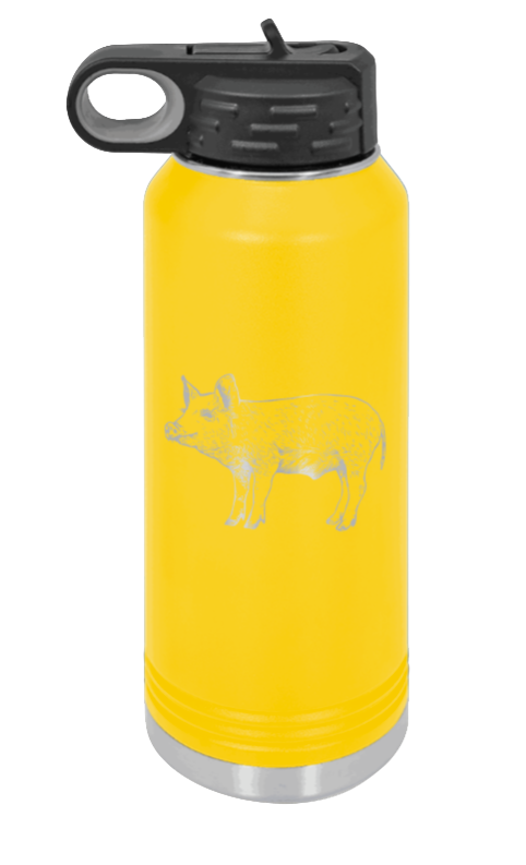 Pig - 32oz Water Bottle Laser Engraved- Yellow