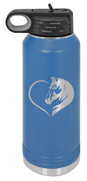 Horse Love - 32oz Water Bottle Laser Engraved- Royal Blue