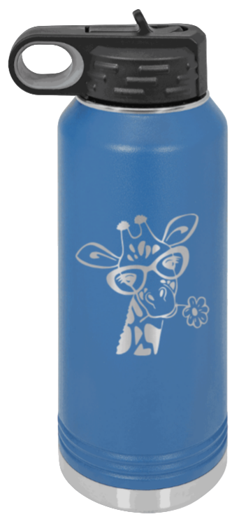 Giraffe 2 - 32oz Water Bottle Laser Engraved- Royal Blue