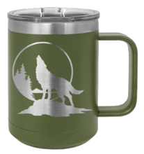 Load image into Gallery viewer, Wolf Howling at The Moon Laser Engraved Mug (Etched)
