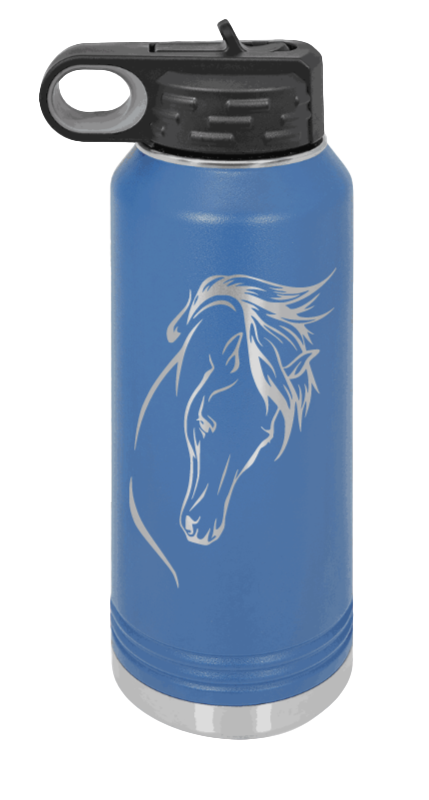 Horse 2 - 32oz Water Bottle Laser Engraved- Royal Blue