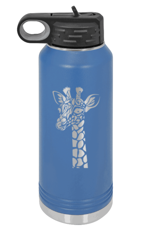 Giraffe - 32oz Water Bottle Laser Engraved- Royal Blue