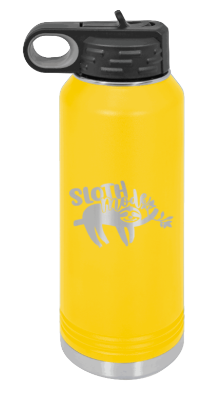 Sloth - 32oz Water Bottle Laser Engraved- Yellow
