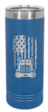 Load image into Gallery viewer, Semi Truck Flag Laser Engraved Skinny Tumbler (Etched)

