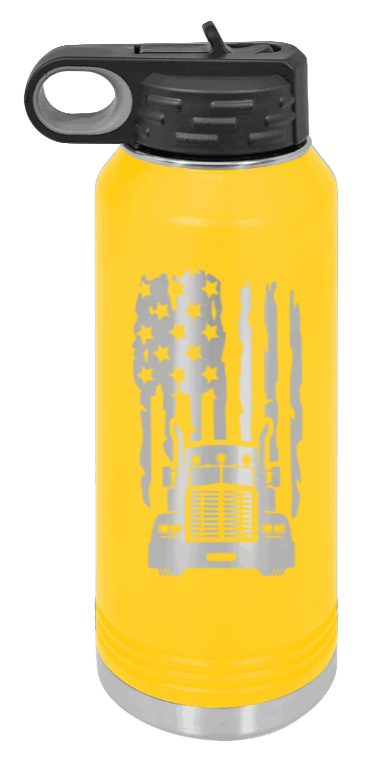 Truck Flag - 32oz Water Bottle Laser Engraved- Yellow