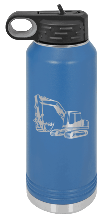Excavator - 32oz Water Bottle Laser Engraved- Royal Blue